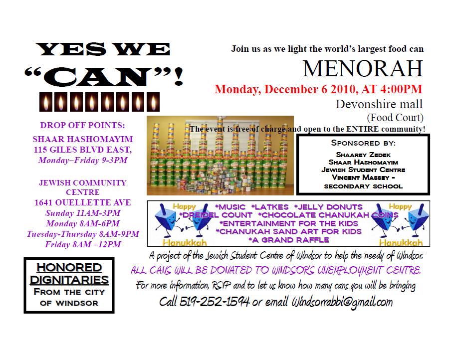 Chanukah Can Drive to Feed the Needy