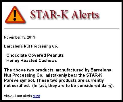 Click to view all Star-K alerts